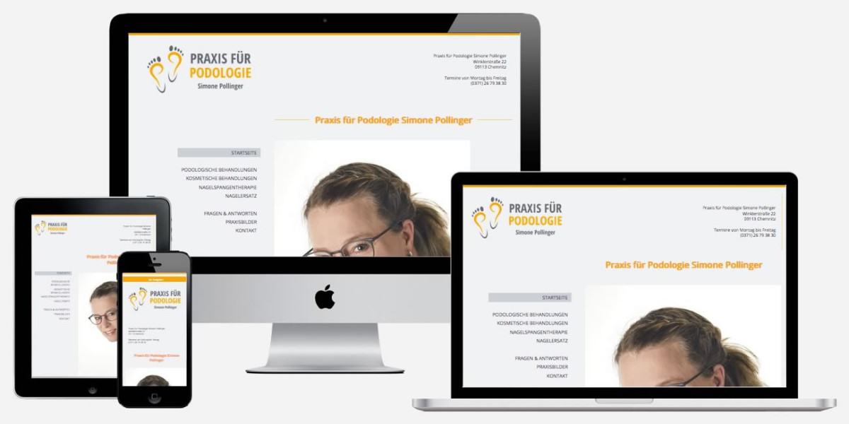 Screenshot Website Praxis für Podologie Simone Pollinger auf verschiedenen Geräten